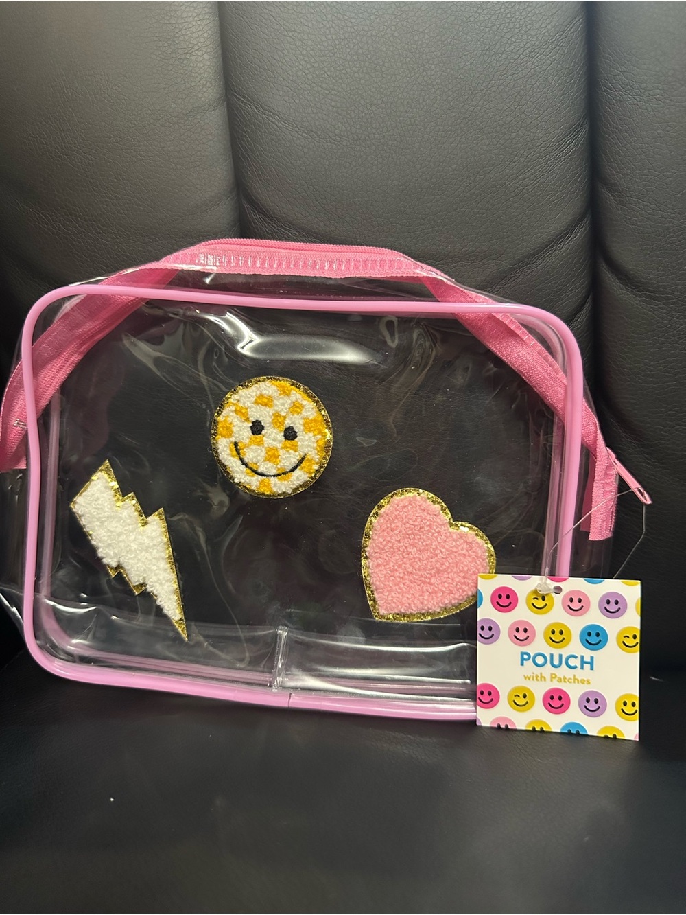 Kids Clear Pink Pouch with Patches